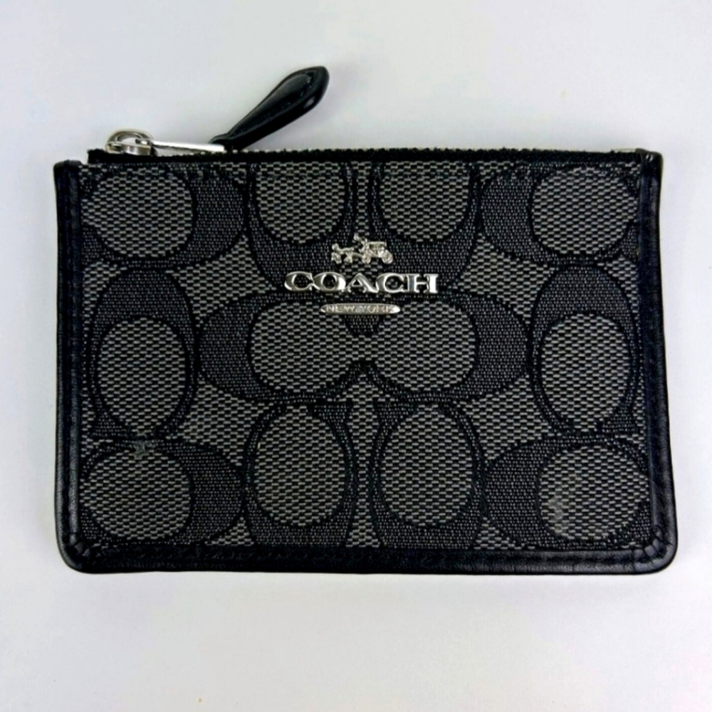 Coach Black Monogram Coin Pouch and Wristlet